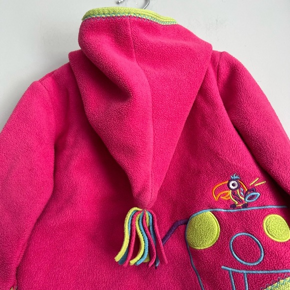 Hanna Andersson 🦒 Sweater Jacket Zip-Up Giraffe Toucan Pink Green Hood 6-12M - Picture 5 of 9